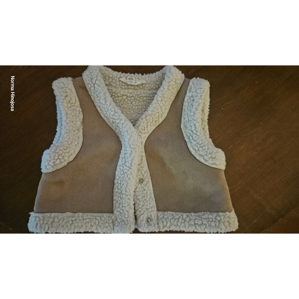 Jessica Simpson Toddler Girls Faux Shearling Vest 2T Beige & White Polyester